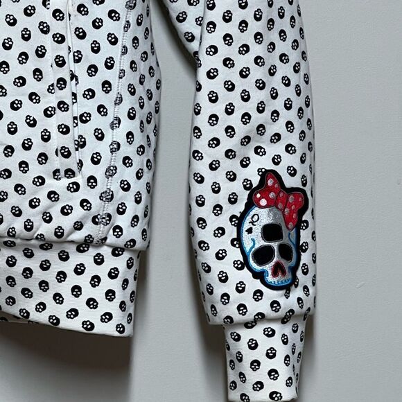 NWOT Back in Black Devil Nut Womens Skull Hoodie Sz S - Picture 4 of 6